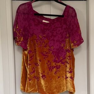 Maeve Floral Velvet Blouse - Pink and Gold